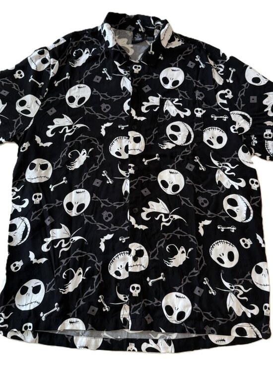 Disney Other - Disney Nightmare Before Christmas Jack Skellington Button Up Shirt XXL